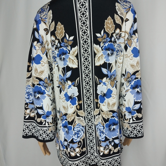 JM COLLECTION blouse with print size large tops Long sleeves - Picture 3 of 15